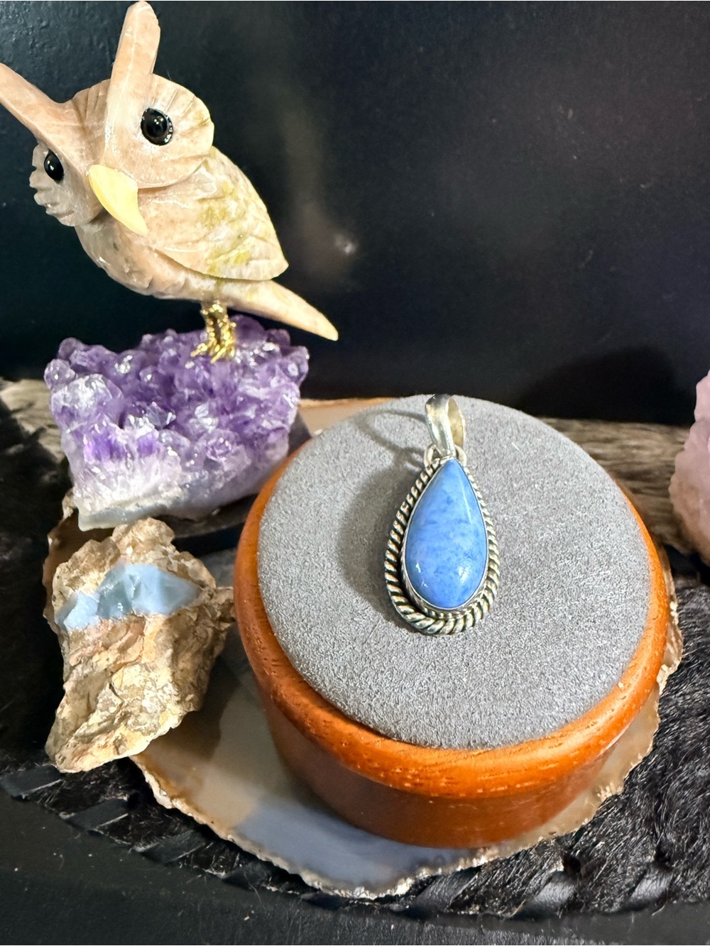 925, Denim Lapis Teardrop, Signed Native Pendant ~ Artie Yellowhorse